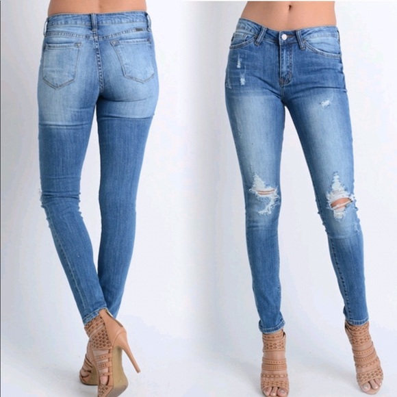 Last Pair 5 star rated ! New Distressed Skinny Denim Jeans - Picture 3 of 4